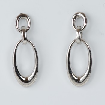 Sterling Silver Double Oval Loop Drop Earrings